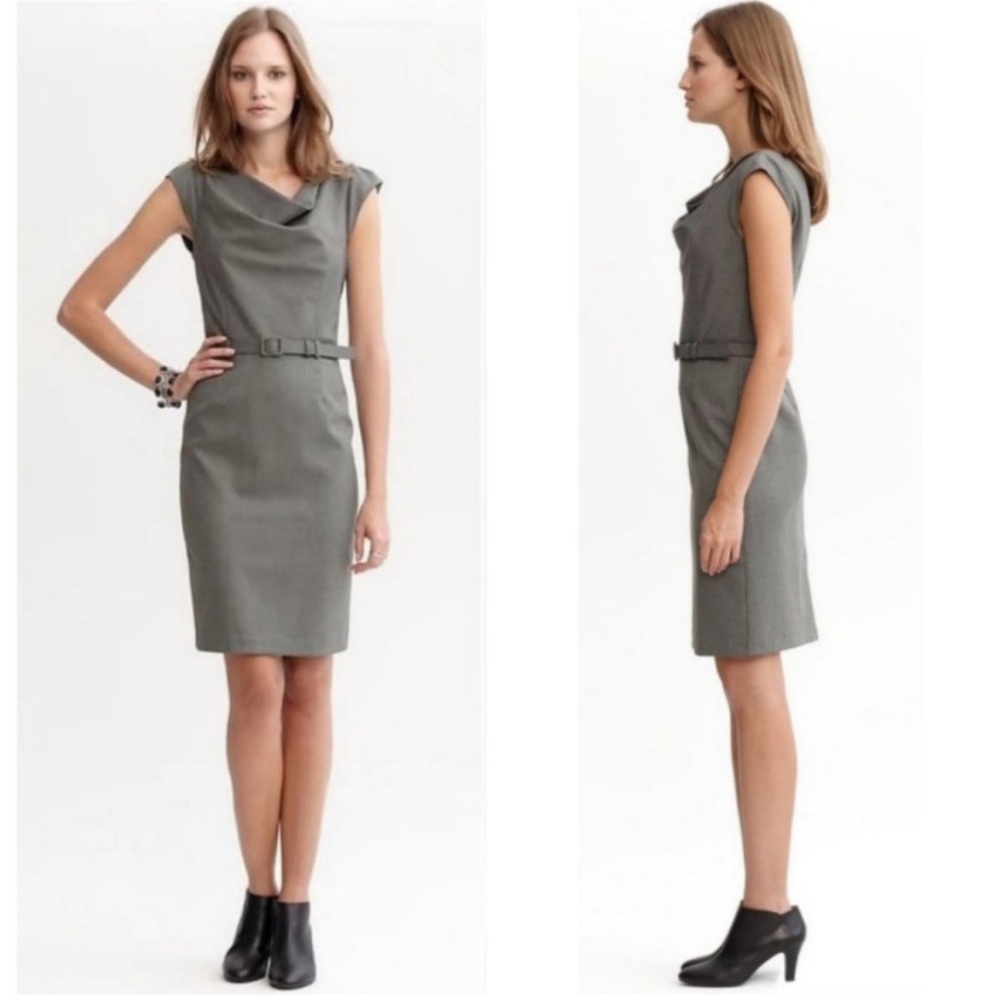 Banana Republic Sheath Dress, size 4, gray houndstooth